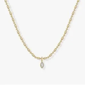 New?14k Gold Plated Cz Beaded Chain Pendant Necklace